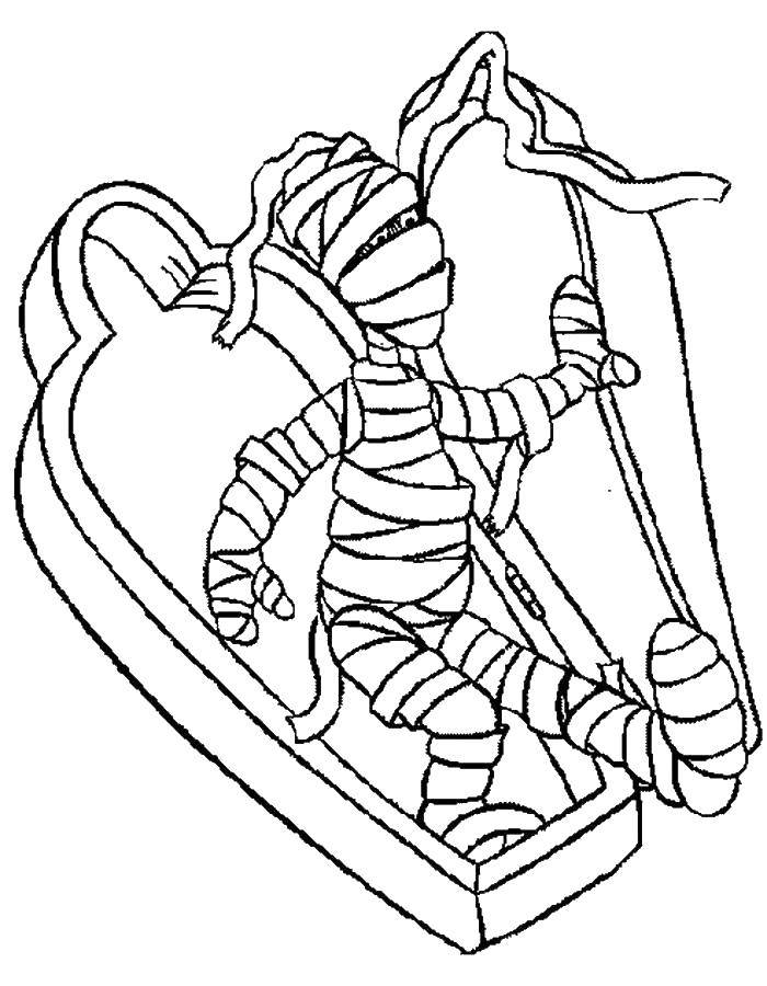 Название: Раскраска Мумия. Категория: Хэллоуин. Теги: мумия, хэллоуин.
