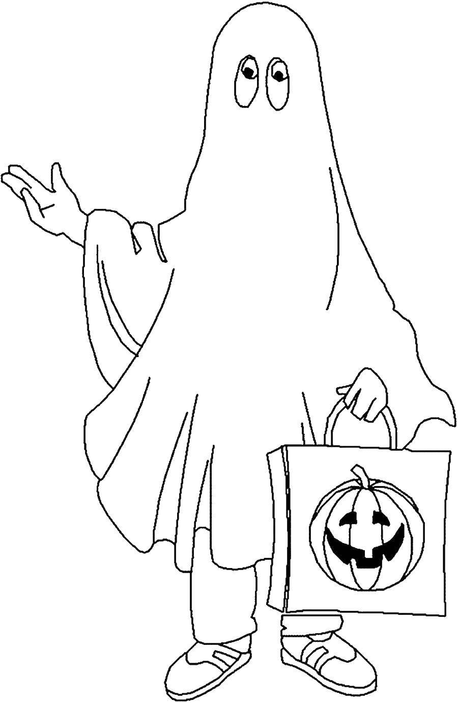 Coloring Trick-or-treating. Category Halloween. Tags:  Halloween Ghost, .