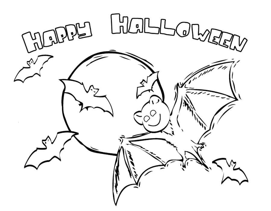 Название: Раскраска Счастливого хэллоуина. Категория: Хэллоуин. Теги: Хэллоуин, летучая мышь.