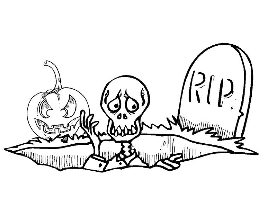 Coloring Skeleton with pumpkin. Category Halloween. Tags:  Halloween, pumpkin, skeleton.