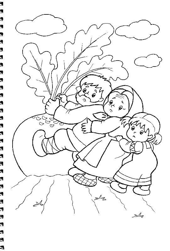 Coloring Pulled the turnip. Category Fairy tales. Tags:  the turnip, grandpa, granddaughter.