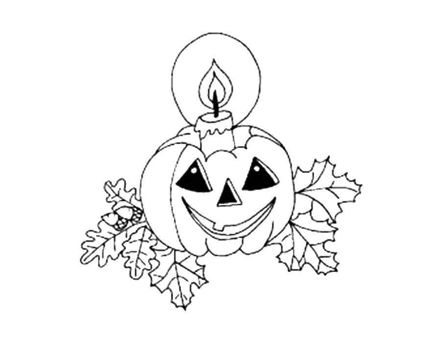 Coloring Pumpkin with a candle. Category Halloween. Tags:  Halloween, pumpkin.
