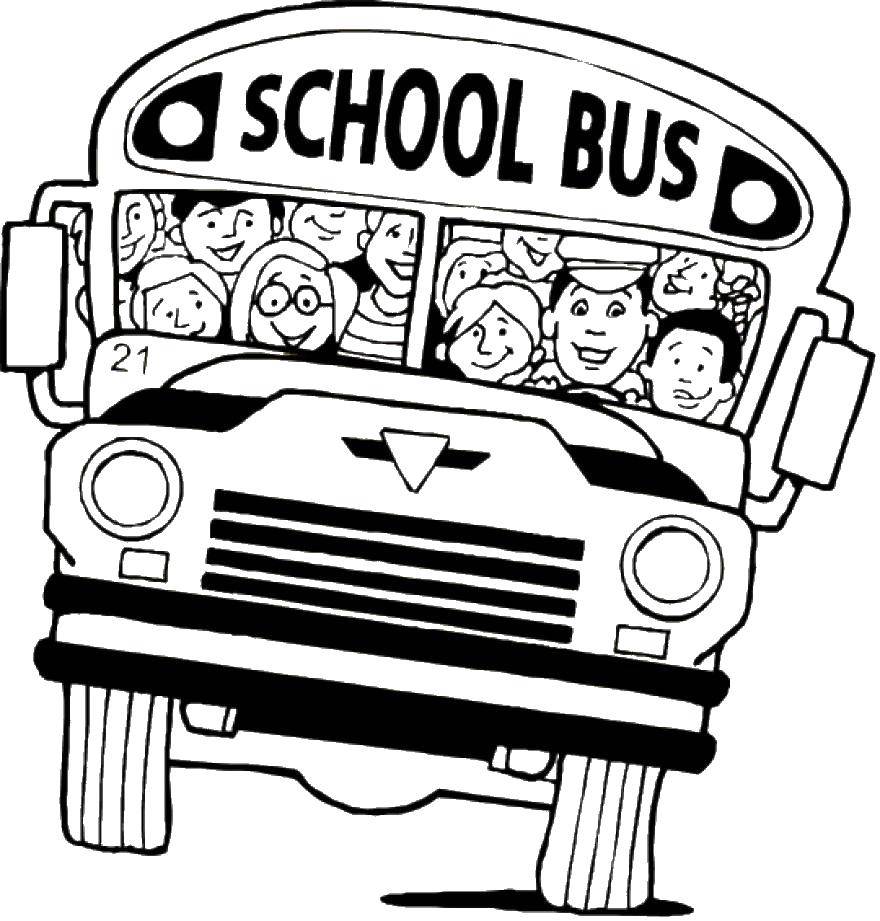 Название: Раскраска Школьный автобус. Категория: дети. Теги: Дети, школа, автобус.