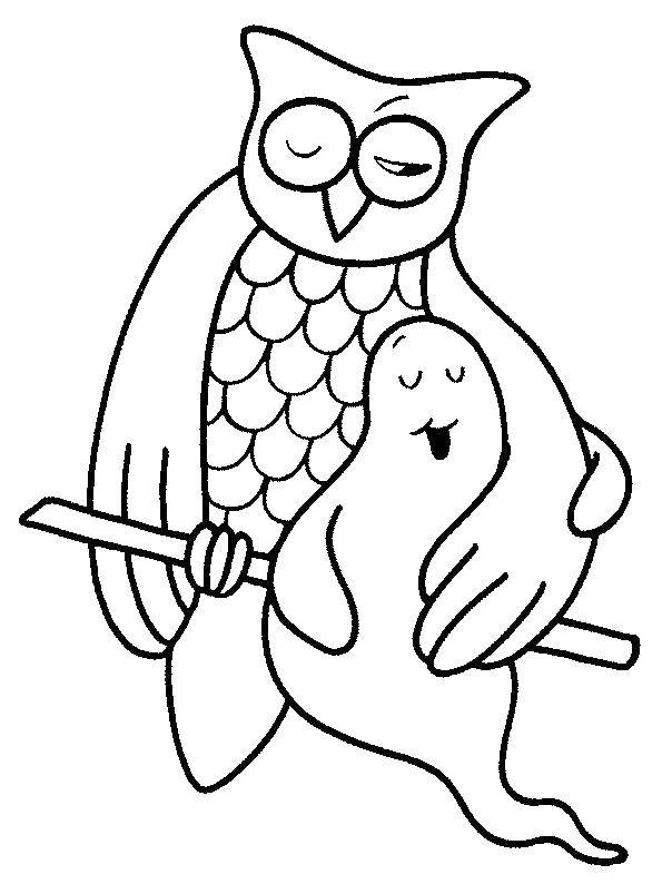 Coloring Sovushka and bringing. Category Halloween. Tags:  Halloween, Ghost, owl.