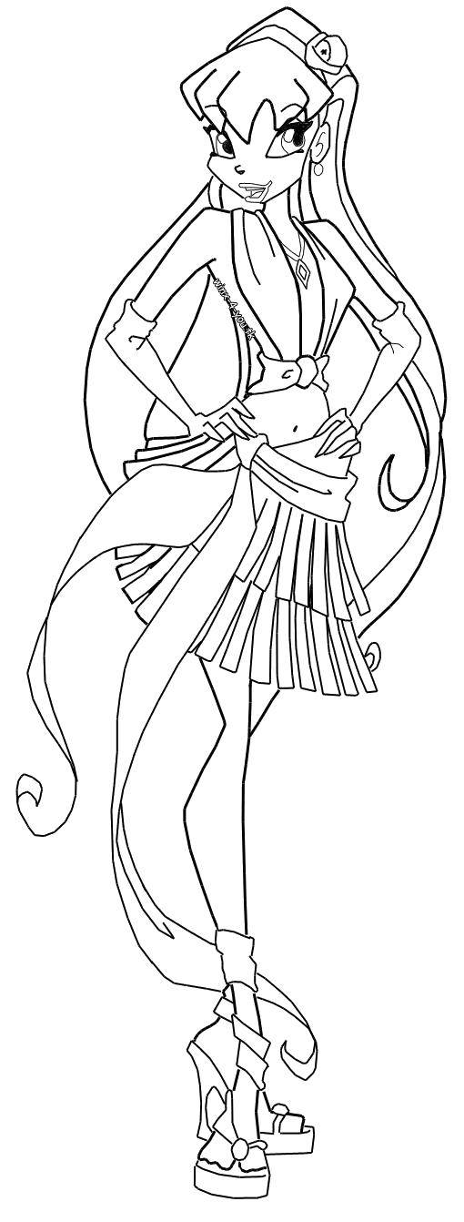 Coloring Stella from winx cartoon. Category Cartoon character. Tags:  Character cartoon, Winx.