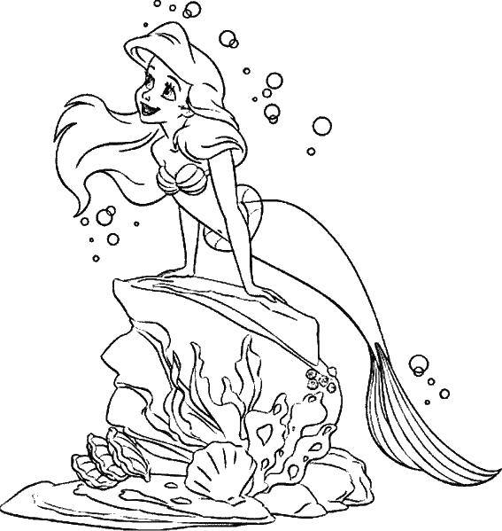 Coloring Beautiful Ariel. Category Disney cartoons. Tags:  Disney, the little mermaid, Ariel.