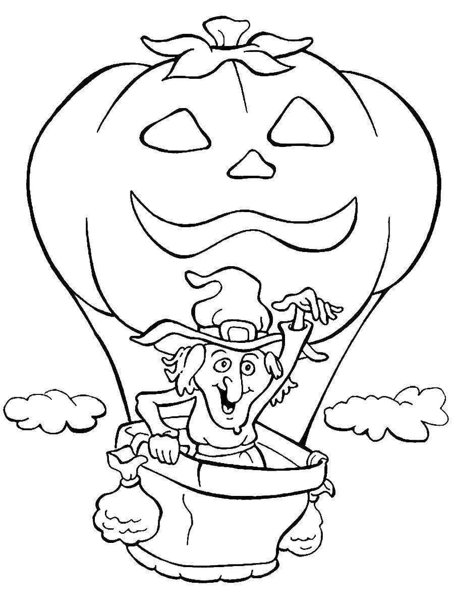 Coloring Witch balloon. Category Halloween. Tags:  witch, Halloween.