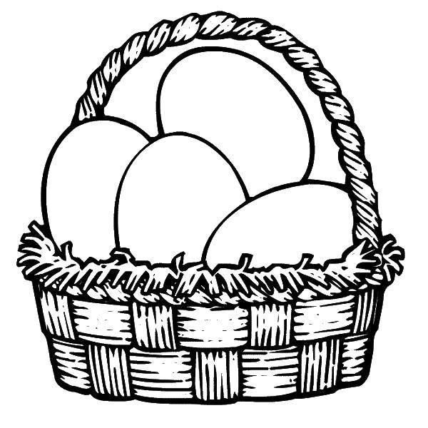 Название: Раскраска Корзиночка с пасхальными яйцами. Категория: пасха. Теги: Пасха, яйца.