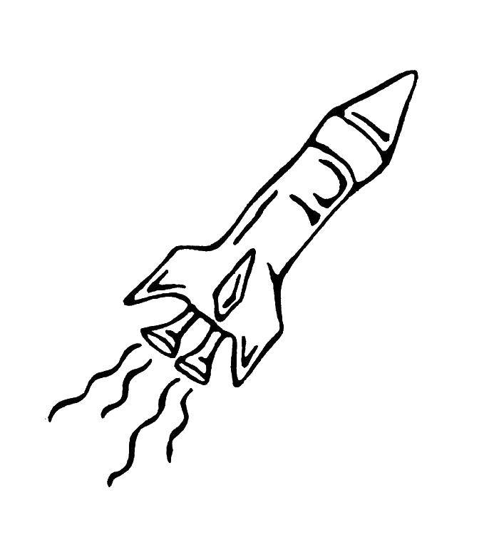 Название: Раскраска Ракета на взлете. Категория: ракеты. Теги: ракета.