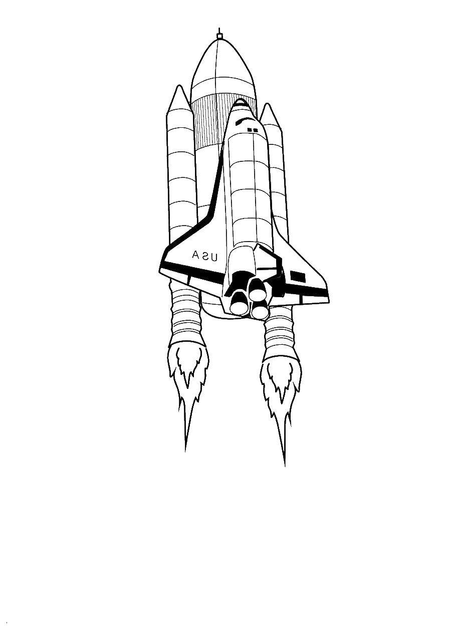 Coloring Rocket on takeoff. Category rockets. Tags:  rocket, space.