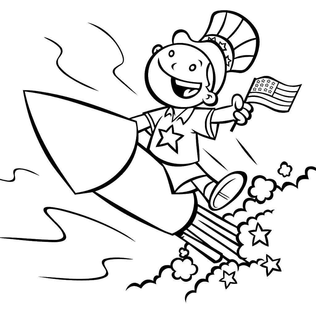 Coloring Rocket in space. Category rockets. Tags:  rocket, ship.