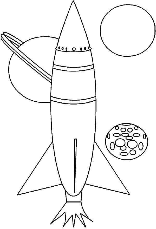 Coloring Rocket in space. Category rockets. Tags:  rocket, space.