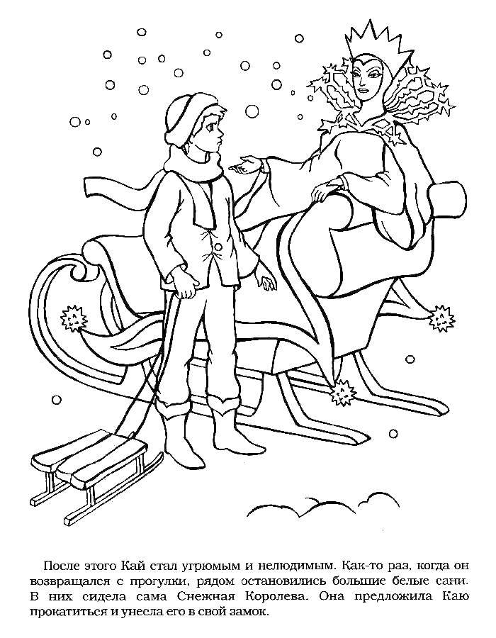 Coloring The snow Queen and Kai sled. Category Fairy tales. Tags:  snow Queen, Kai.