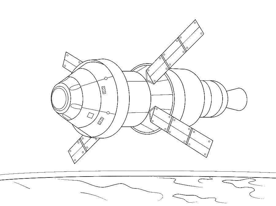 Название: Раскраска Спутник в космосе. Категория: ракеты. Теги: Спутник, космос.