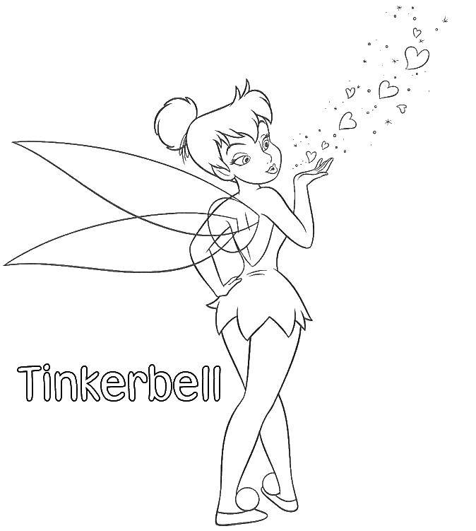 Coloring Tinker bell dancing. Category cartoons. Tags:  fairy, Dindin.