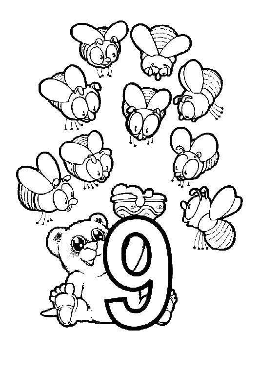 Coloring Bear with bees. Category Animals. Tags:  bear, bees.