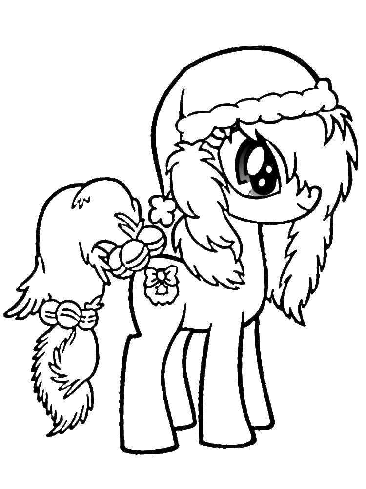 Название: Раскраска Новогодная пони. Категория: мой маленький пони. Теги: пони, единорог.