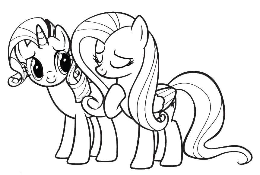 Coloring Pony rarity and fluttershy. Category my little pony. Tags:  Ponies, Rarity, Fluttershy.