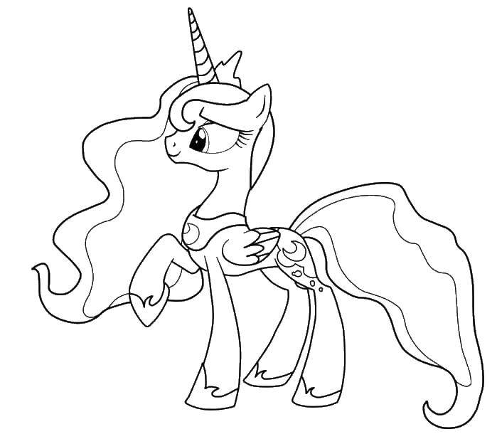 Название: Раскраска Принцесса селестия. Категория: мой маленький пони. Теги: Пони.