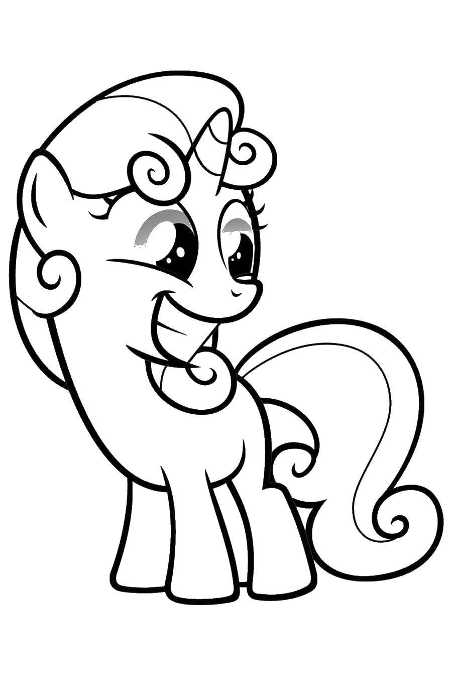 Название: Раскраска Счастливый пони. Категория: Пони. Теги: Пони, "My little pony".