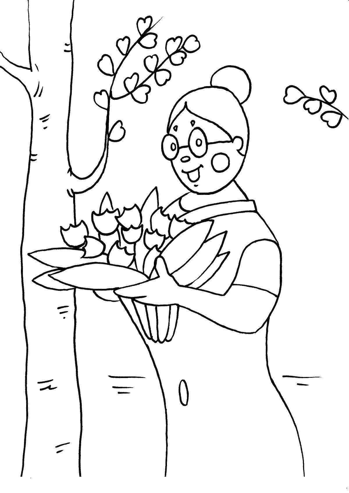 Coloring Flowers to the teacher. Category greeting cards. Tags:  the flowers, the teacher.