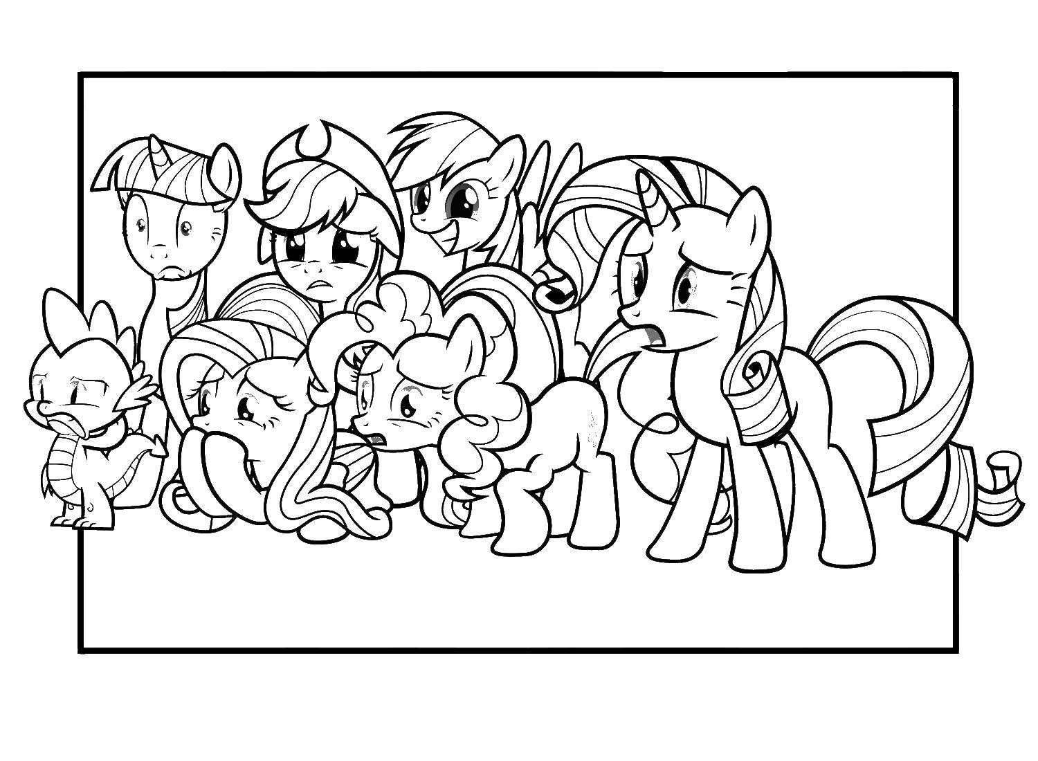 Coloring The frightened pony. Category Ponies. Tags:  Pony, My little pony.