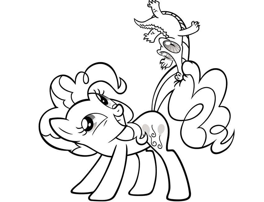 Coloring The crocodile on the tail of a pony. Category Ponies. Tags:  Pony, My little pony.