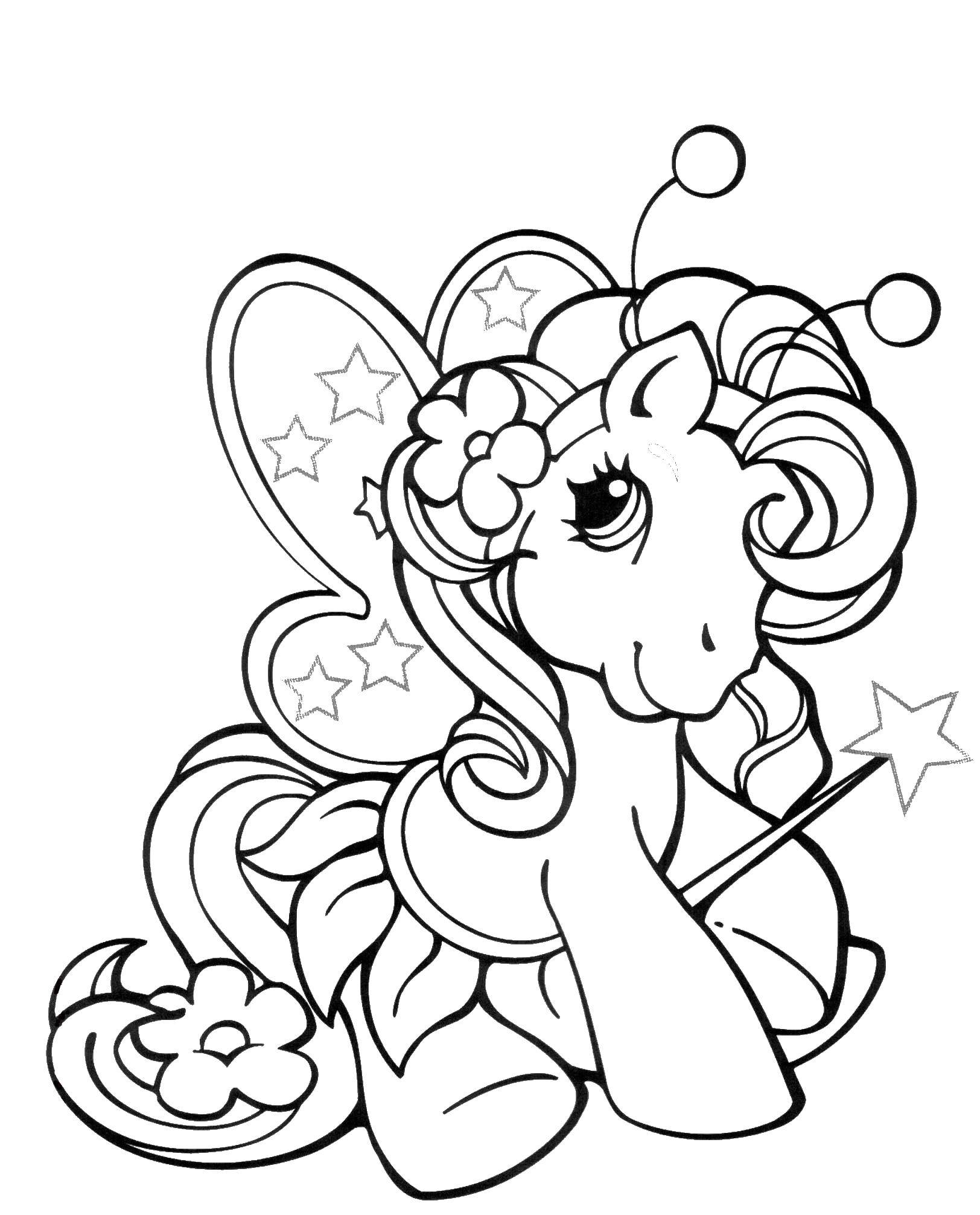 Coloring Pony butterfly. Category Ponies. Tags:  pony, unicorn.