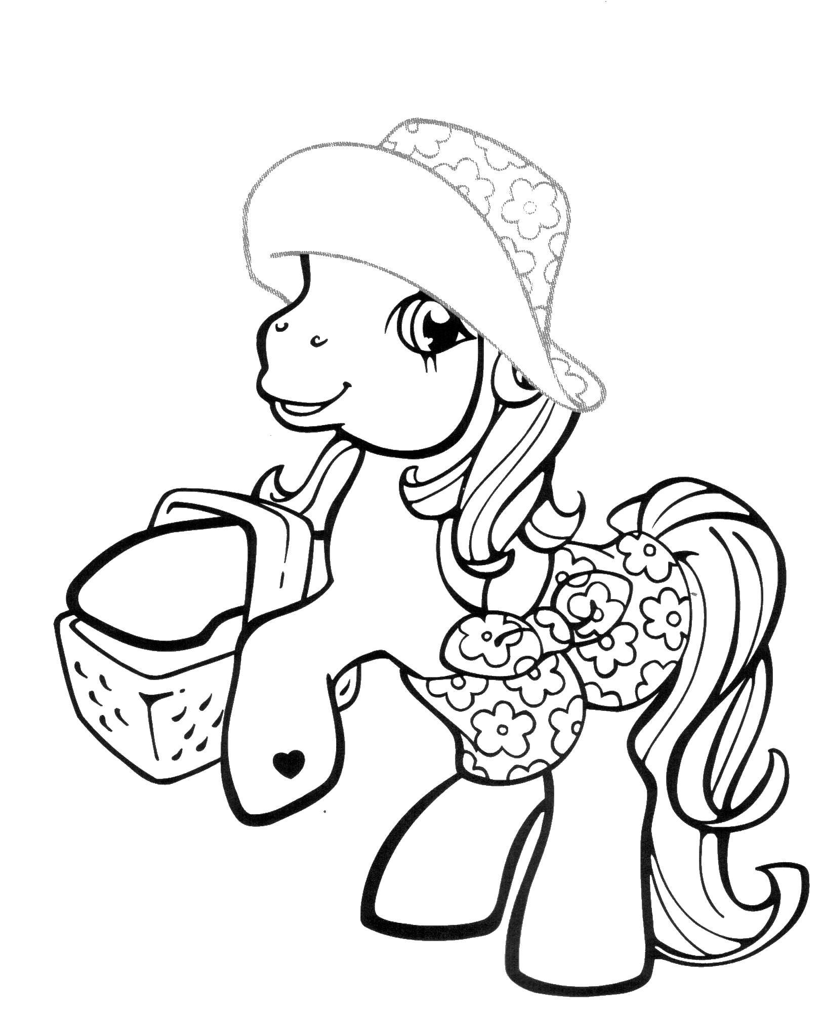 Coloring Pony goes on a picnic. Category Ponies. Tags:  pony, unicorn.