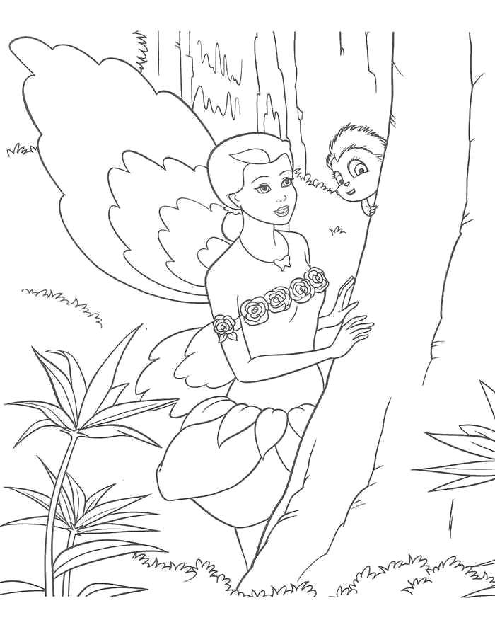 Название: Раскраска Лесная фея барби. Категория: Барби. Теги: Барби, фея, лес.