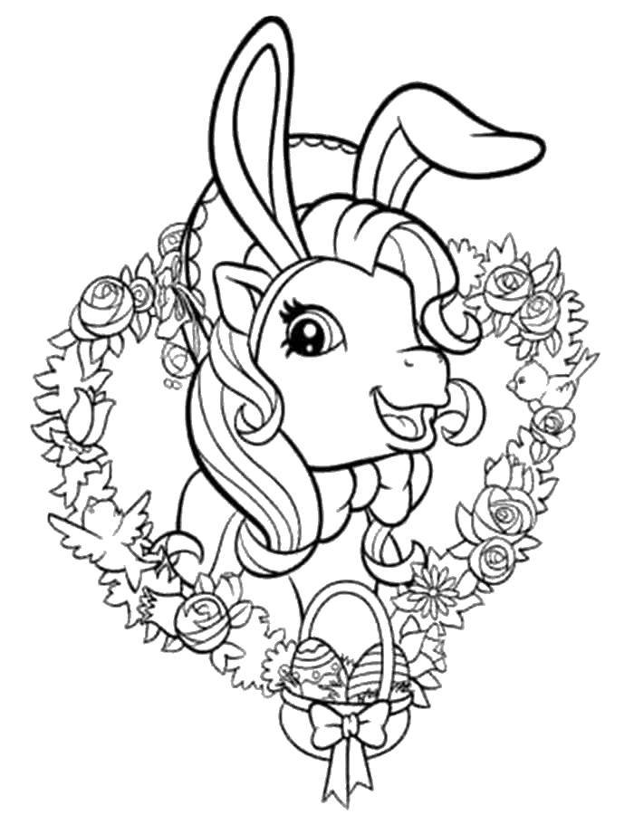 Coloring Easter pony. Category my little pony. Tags:  Pony, My little pony, Easter.
