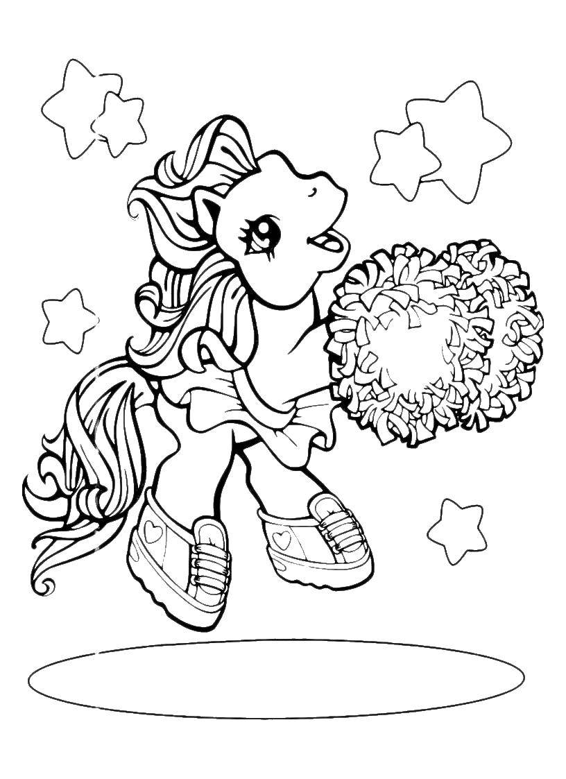 Coloring Pony cheerleader. Category Ponies. Tags:  a pony, a cheerleader.