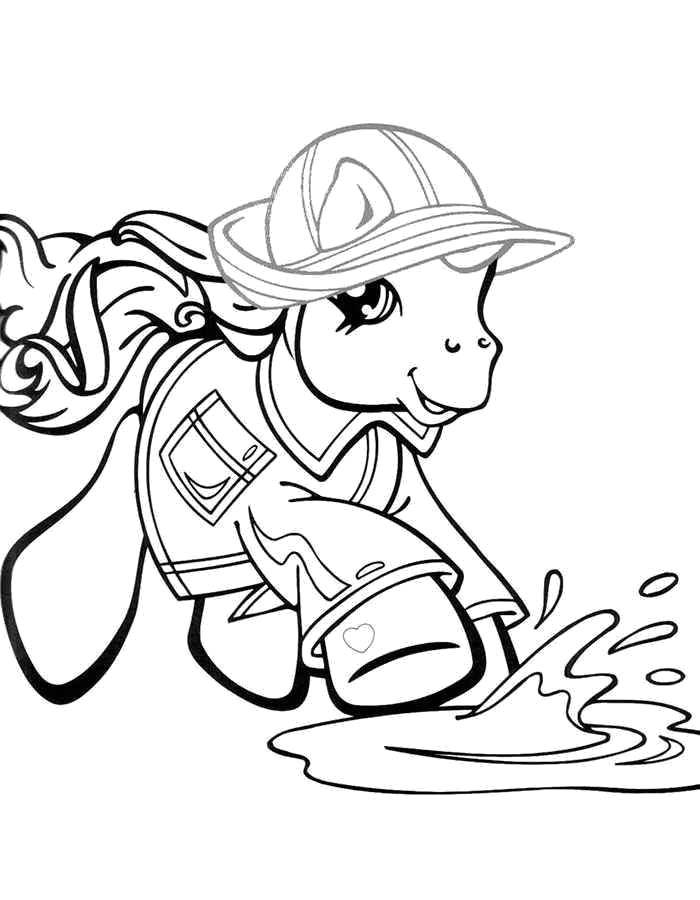 Название: Раскраска Пони из my little pony бежит по лужам. Категория: мой маленький пони. Теги: Пони, "My little pony".