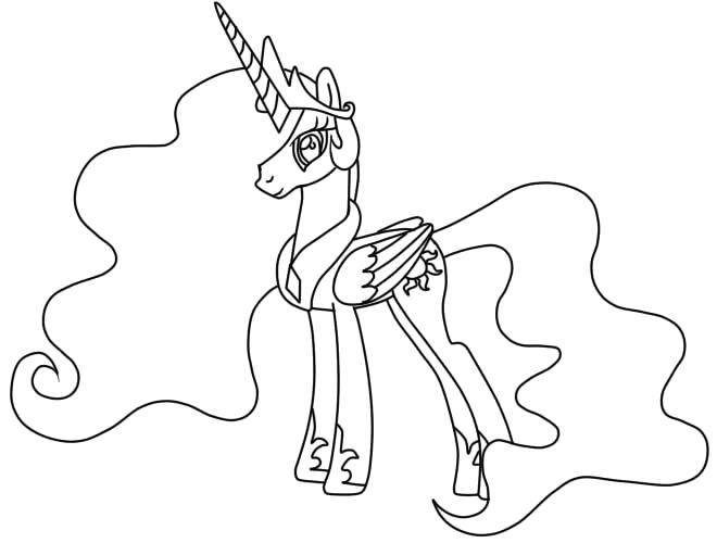 Название: Раскраска Пони из my little pony  с большими хвостом и гривой. Категория: Пони. Теги: Пони, "My little pony".
