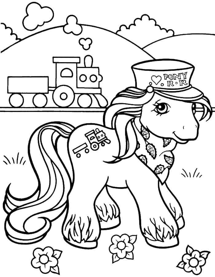 Название: Раскраска Пони-машинист. Категория: Пони. Теги: Пони, "My little pony".