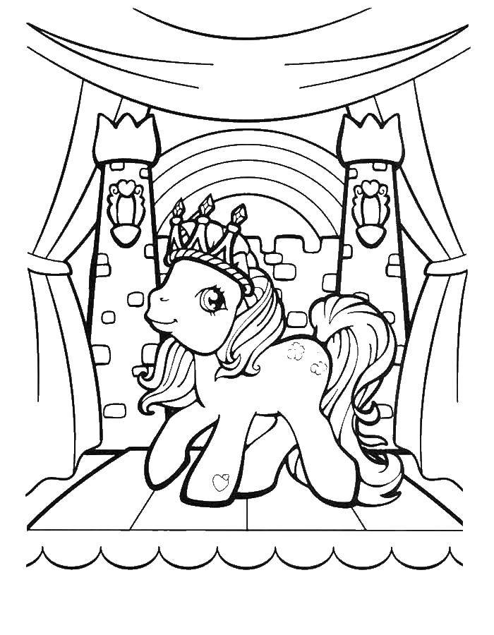 Coloring Pony with crown. Category Ponies. Tags:  pony, crown.