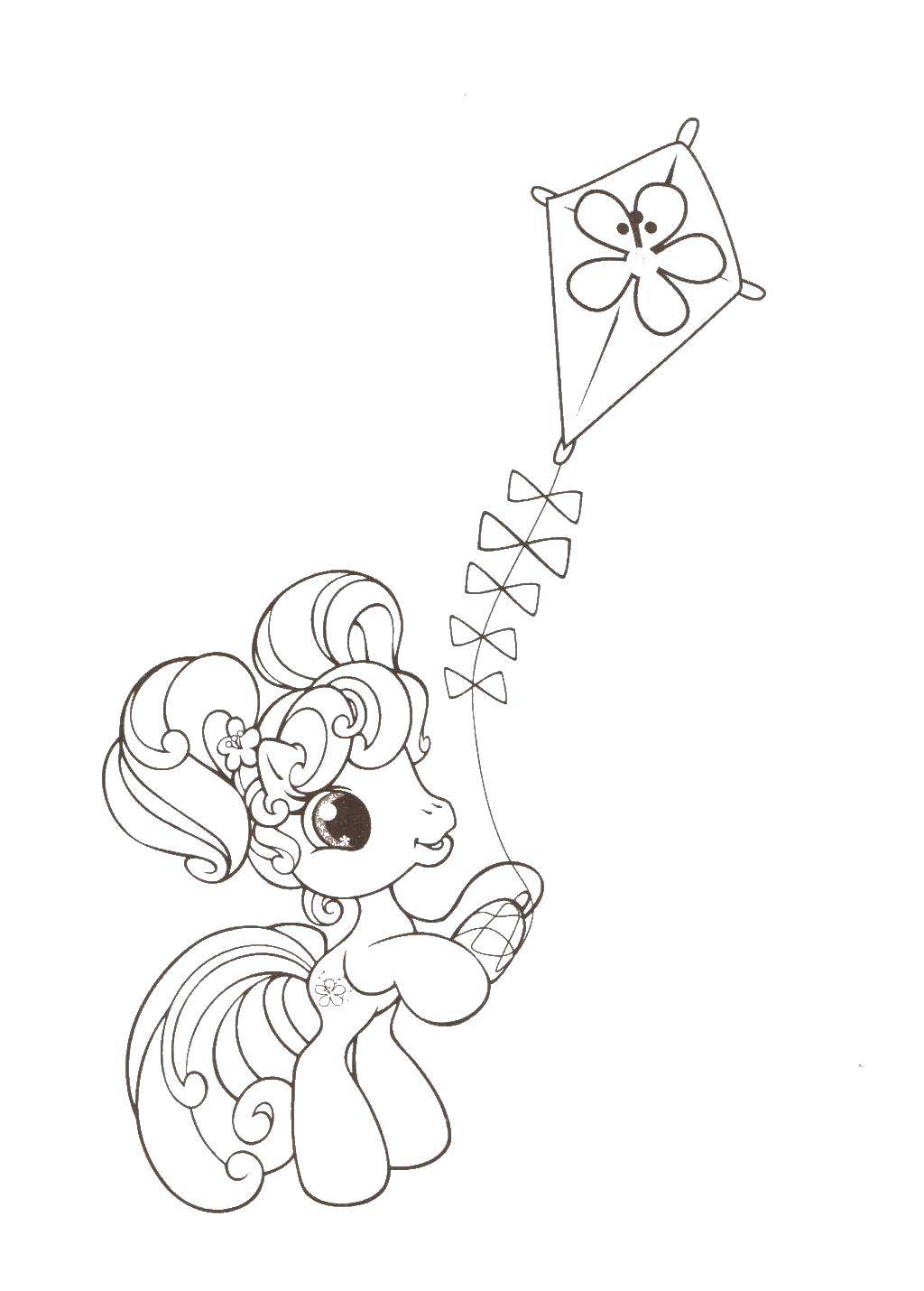 Coloring A pony with a kite. Category Ponies. Tags:  ponies.