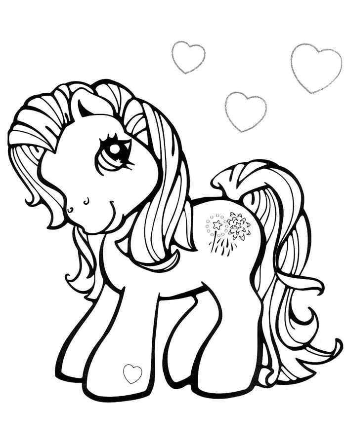 Coloring Pony looks at the hearts. Category Ponies. Tags:  Pony, My little pony.