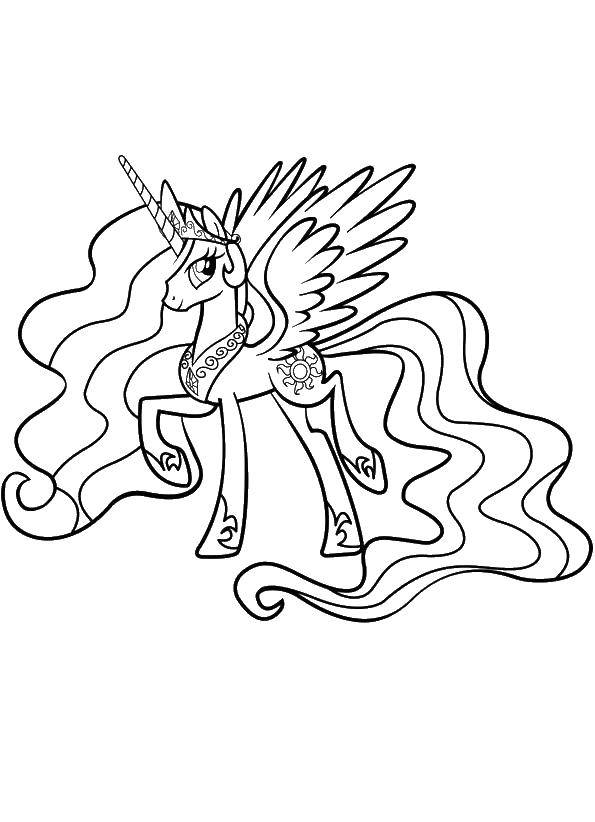 Название: Раскраска Принцесса селестия. Категория: мой маленький пони. Теги: пони, Селестия.