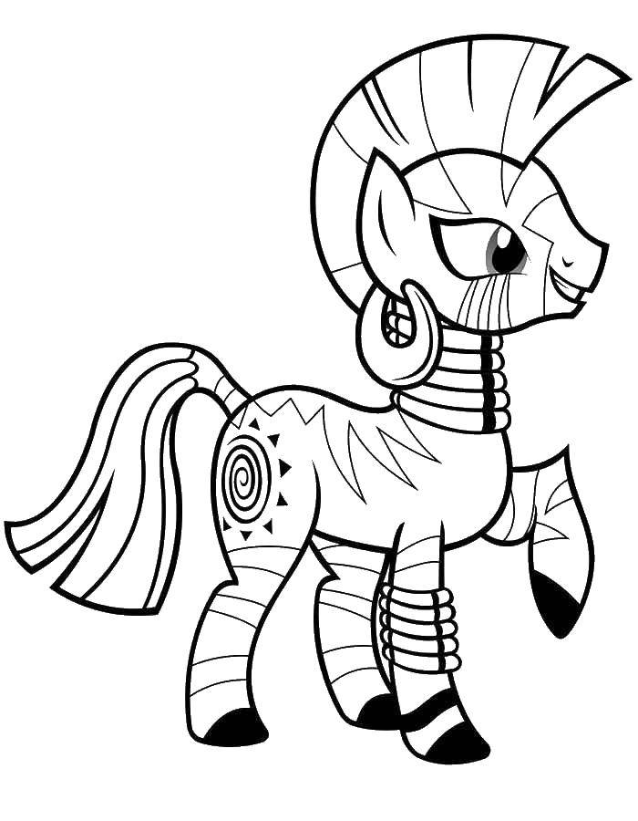 Название: Раскраска Зебра зекора. Категория: мой маленький пони. Теги: пони, зебра зекора.