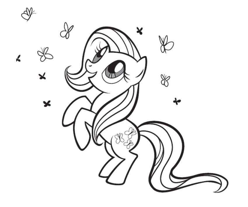 Название: Раскраска Пони и бабочки. Категория: мой маленький пони. Теги: Пони, "My little pony".