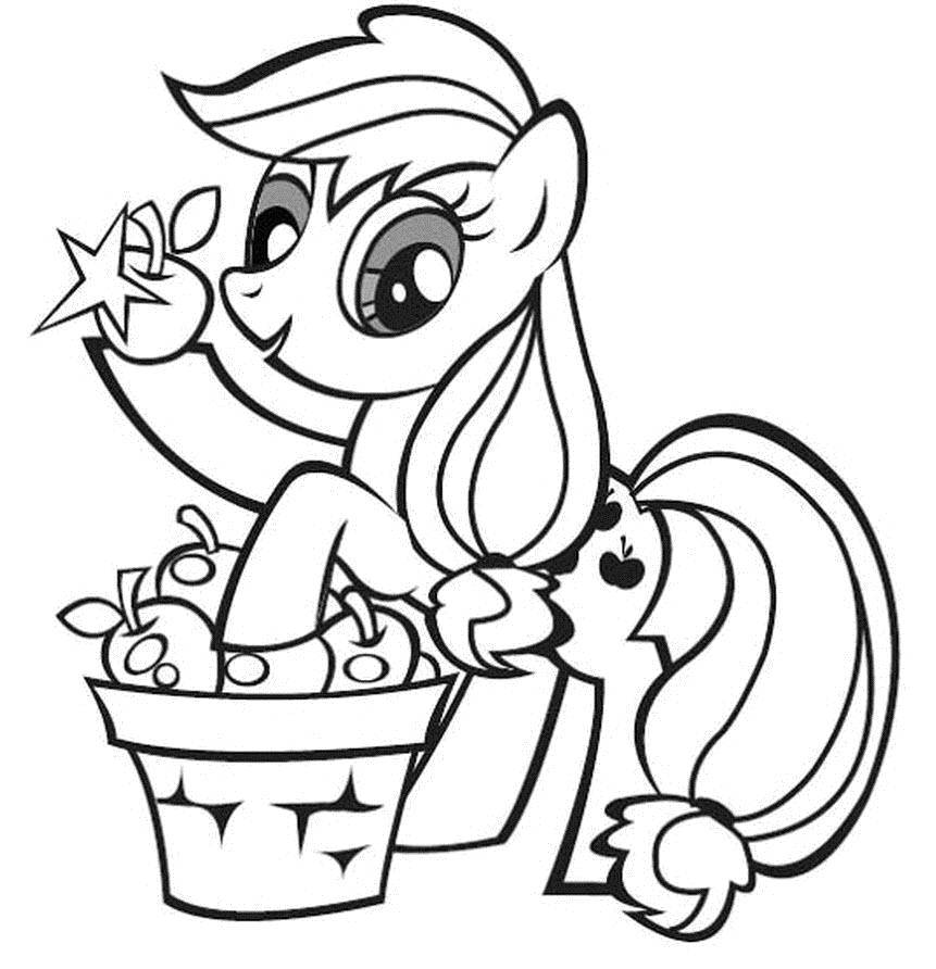 Название: Раскраска Пони кушает яблочки. Категория: мой маленький пони. Теги: Пони, "My little pony".