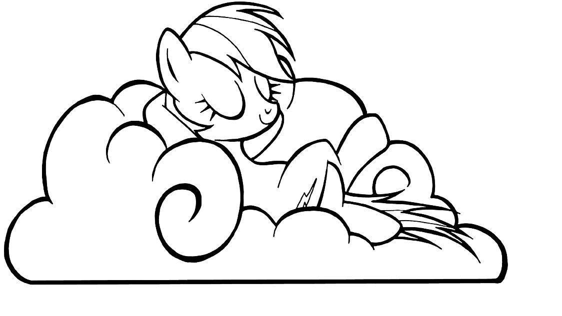 Coloring Pony on a cloud. Category Ponies. Tags:  Pony, My little pony.