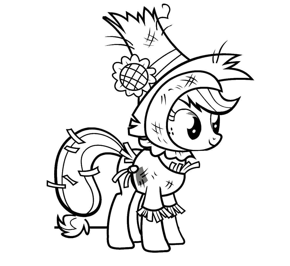 Coloring Pony in the costume of a Scarecrow. Category Ponies. Tags:  Pony, My little pony.