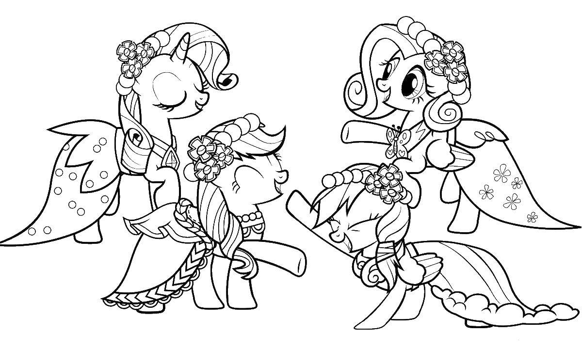 Coloring Ponies in dresses. Category my little pony. Tags:  pony, unicorn.