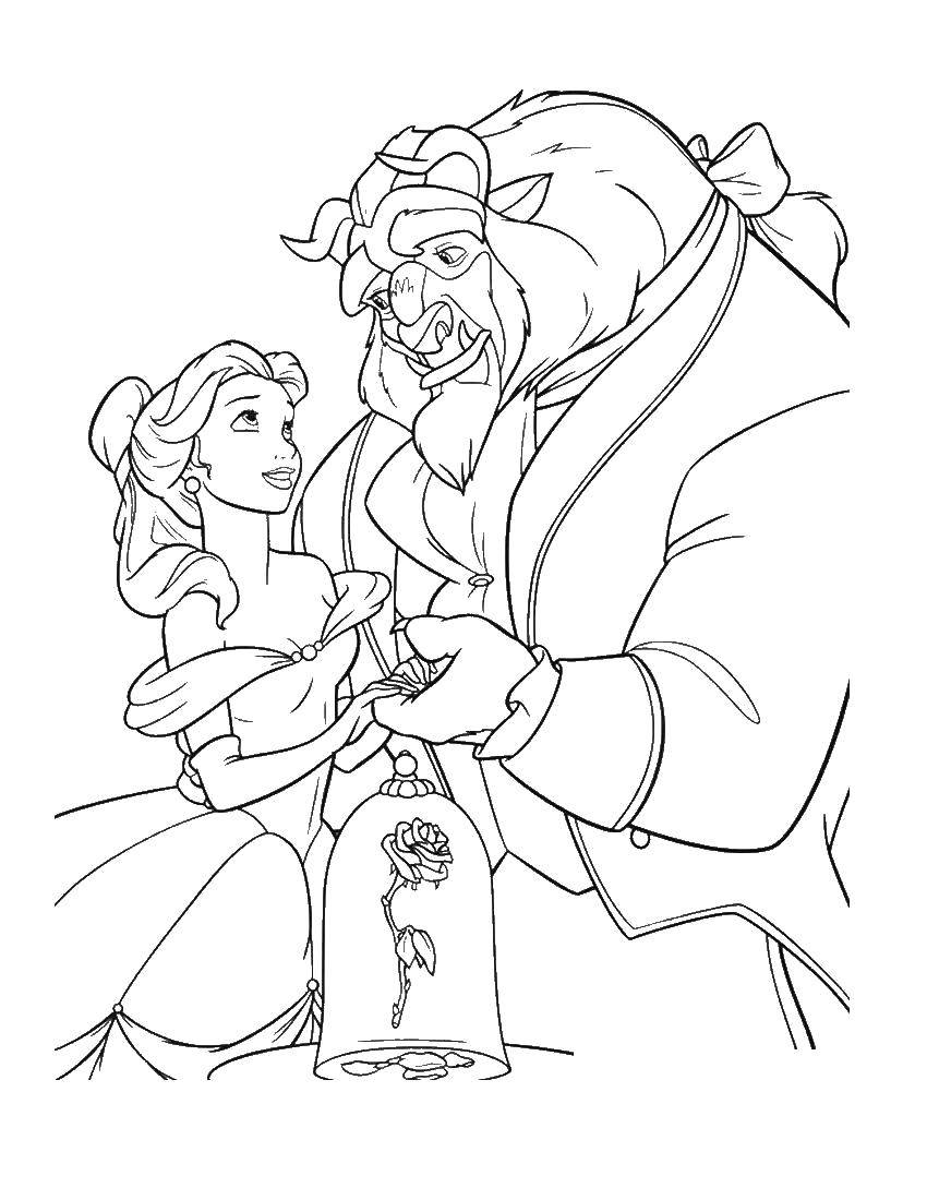 Coloring Beauty and the beast. Category Disney cartoons. Tags:  Disney, "beauty and the beast".