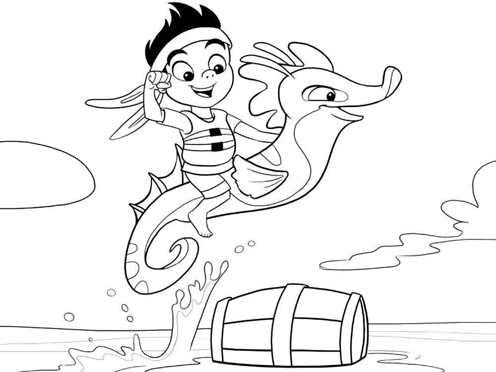 Название: Раскраска Мальчик на морском коньке. Категория: Персонаж из мультфильма. Теги: Персонаж из мультфильма.