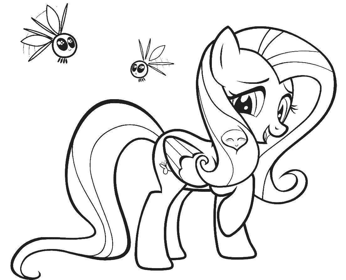 Coloring Pony is afraid of dragonflies. Category my little pony. Tags:  Pony, My little pony.