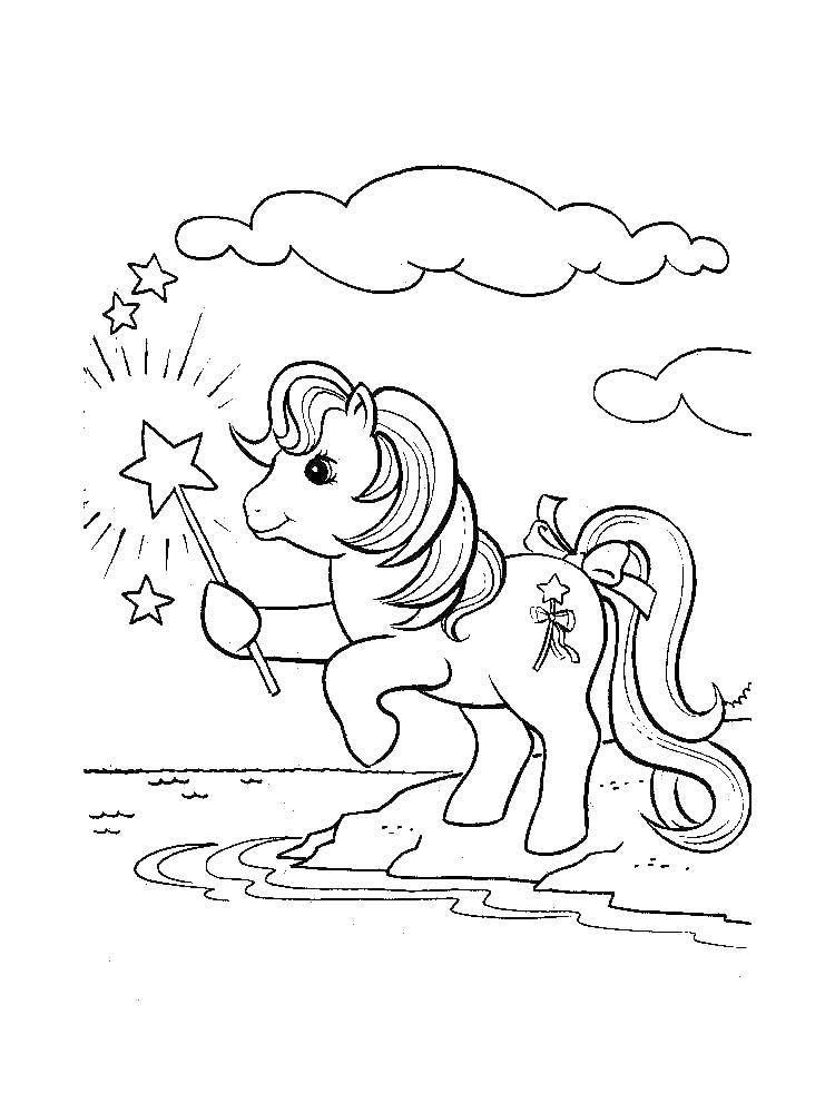 Название: Раскраска Пони из my little pony с волшебной палчокой. Категория: Пони. Теги: Пони, "My little pony".