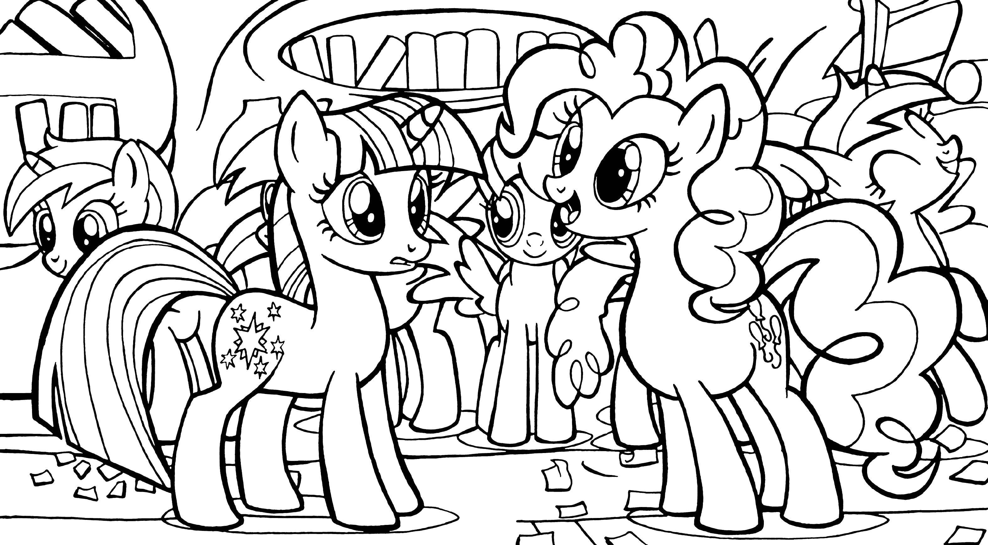 Название: Раскраска Весёлая компания пони. Категория: Пони. Теги: Пони, "My little pony".